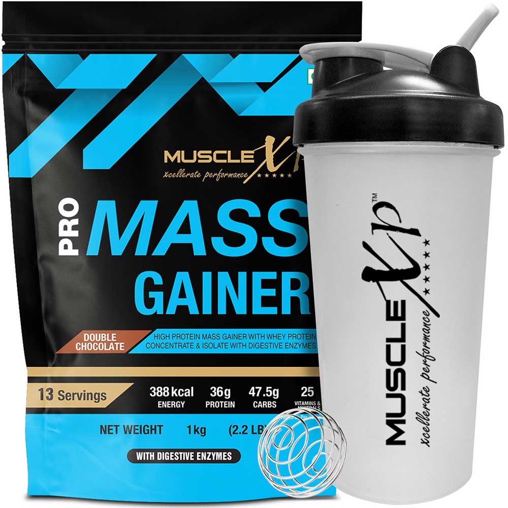 1 - MuscleXP Pro Mass Gainer with Whey Protein,  2.2 lb  Double Chocolate+Shaker 