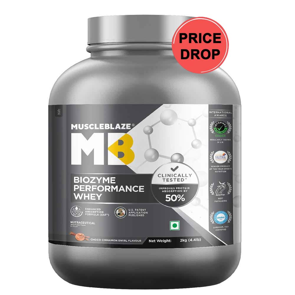 MuscleBlaze Biozyme Performance Whey, 4.4 lb Choco Cinnamon Swirl