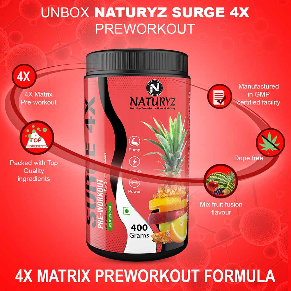 5 - Naturyz Surge 4X Pre-Workout,  0.88 lb  Mix Fruit Fusion 