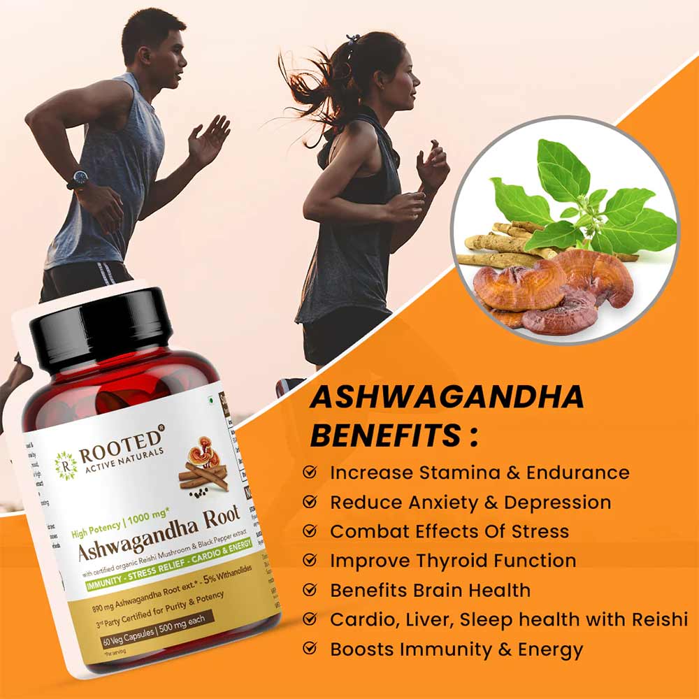 2 - Rooted Active Naturals Ashwagandha Root with with Reishi Mushroom Extract,  60 veggie capsule(s) 