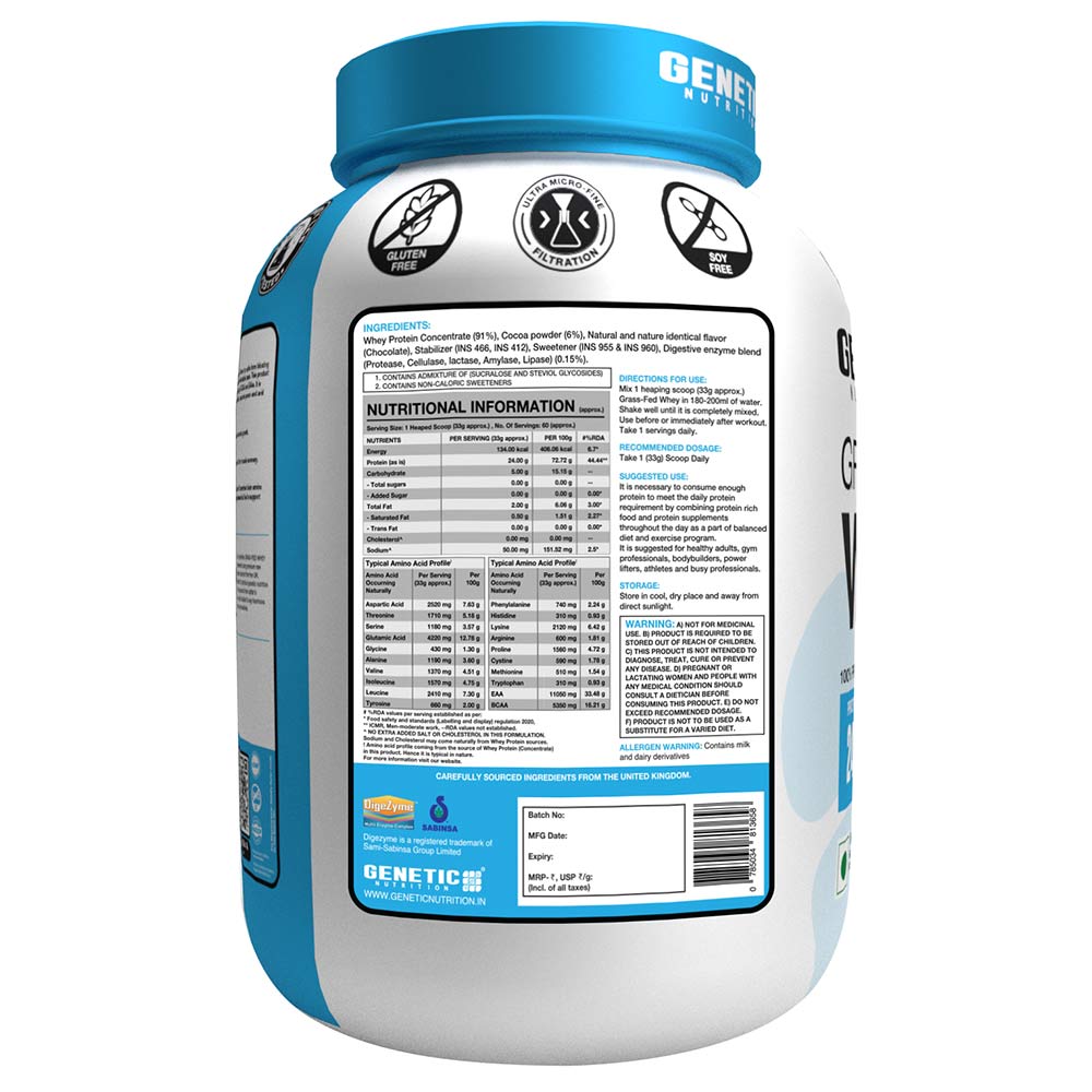 3 - Genetic Nutrition Grass-Fed Whey,  4.4 lb  Chocolate Ganache 