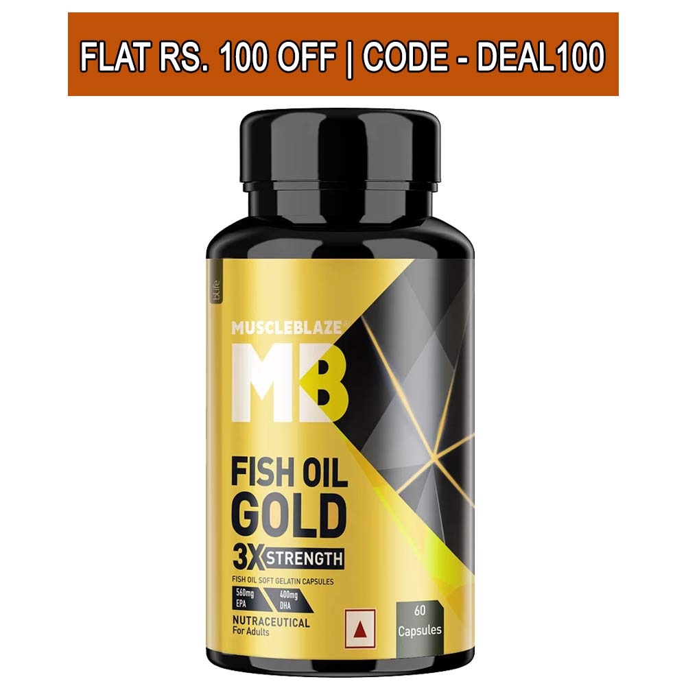 MuscleBlaze Fish Oil Gold with Higher Strength EPA & DHA, 60 capsules