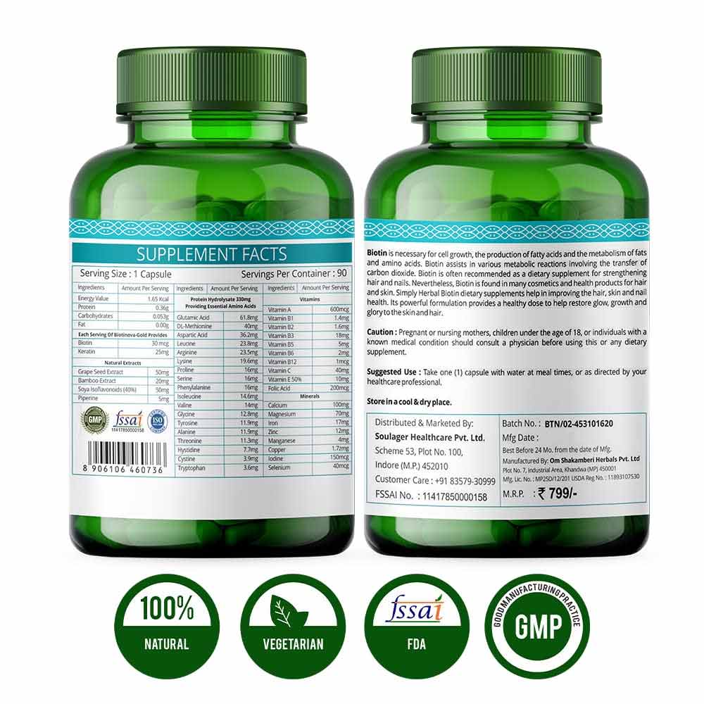 2 - Simply Herbal Collagen Powder 300g & Biotin 90 Capsules Combo,  2 Piece(s)/Pack  Unflavoured 