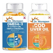 Dr. Morepen Dr. Morepen Omega-3 1250mg Fish Oil 60 Softgels & Cod Liver Oil 100 Softgels Combo- 2 Piece(s)/Pack