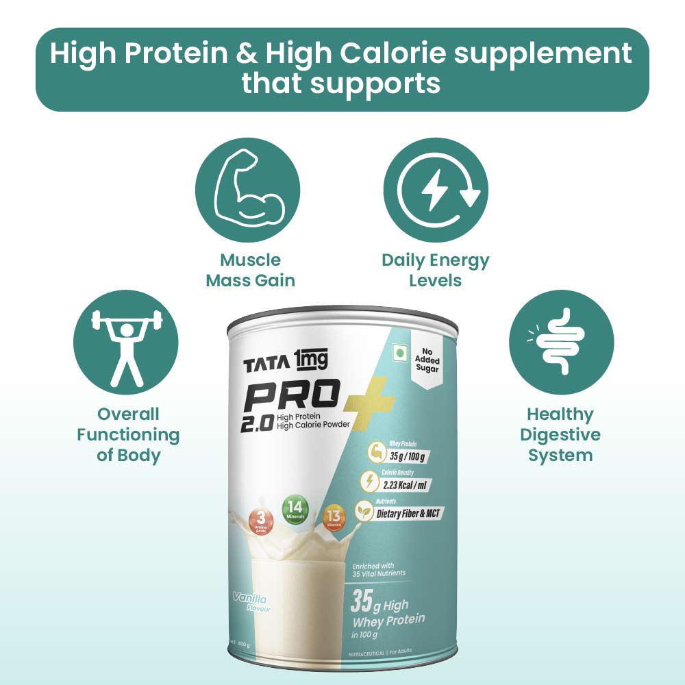 3 - Tata 1mg Pro+ 2.0 High Protein High Calorie Powder,  0.88 lb  Vanilla 
