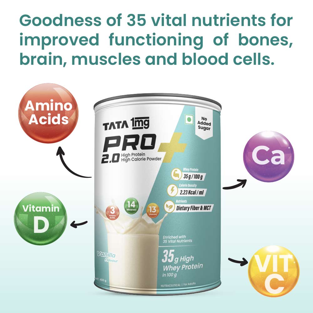 4 - Tata 1mg Pro+ 2.0 High Protein High Calorie Powder,  0.88 lb  Vanilla 