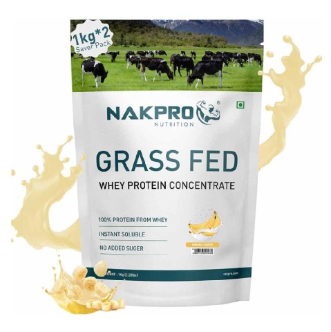 1 - Nakpro Grass Fed Whey Protein Concentrate,  2.2 lb  Banana (Pack of 2) 
