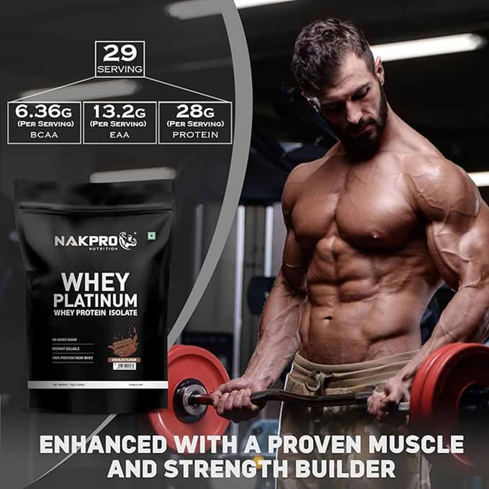 3 - Nakpro Whey Platinum Whey Protein Isolate,  2.2 lb  Chocolate with Creatine Monohydrate 0.22 lb Unflavoured 