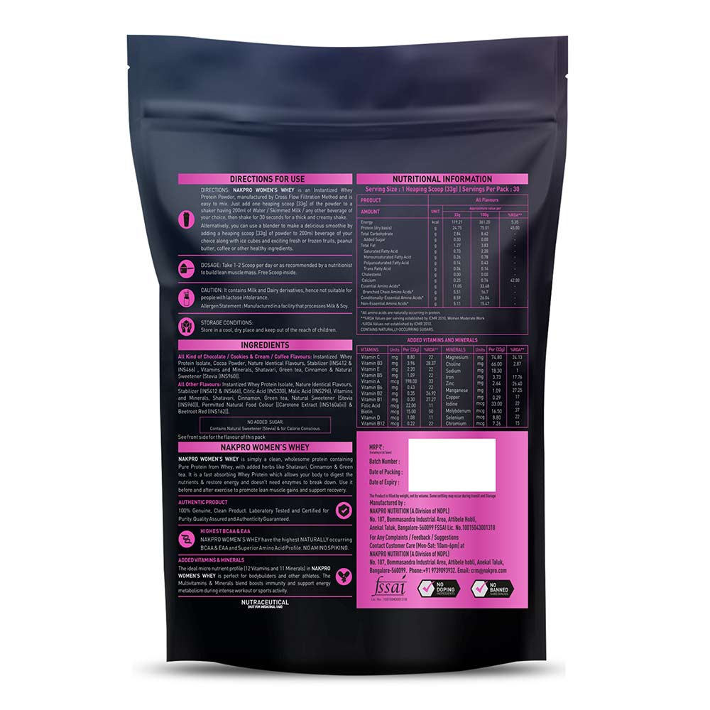 2 - Nakpro Women's Whey Protein,  2.2 lb  Double Rich Chocolate 