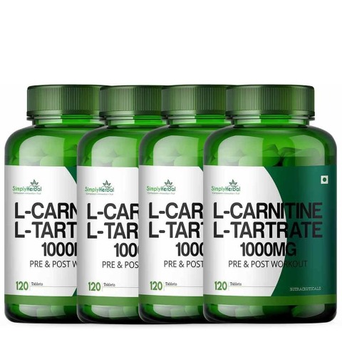1 - Simply Herbal L-Carnitine with L-Tartrate 1000mg,  120 tablet(s)  Unflavoured (Pack of 4) 