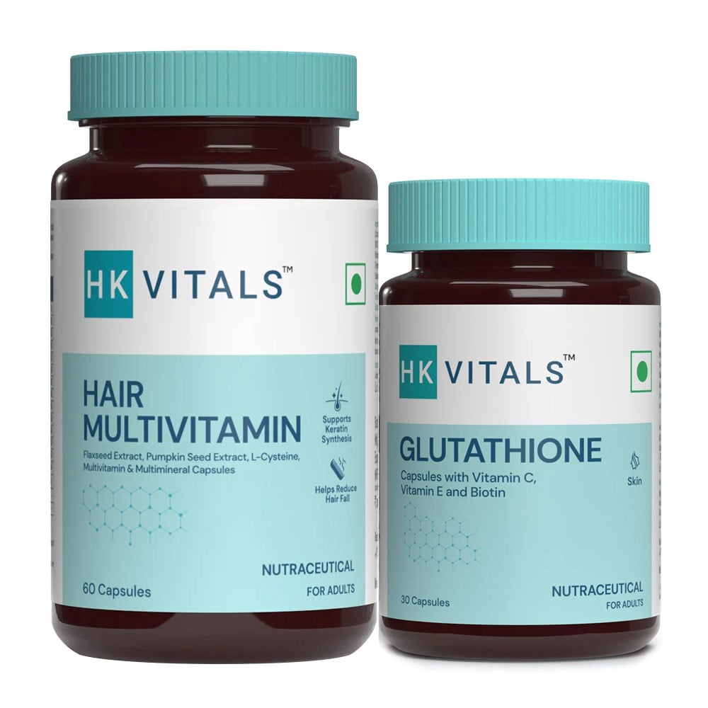HK Vitals Hair Multivitamin 60 Caps & Glutathione 30 Caps Combo