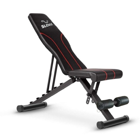 1 - SLOVIC Adjustable Gym Bench for Home Workout Incline Decline Bench with 7 Positions - Red\Black