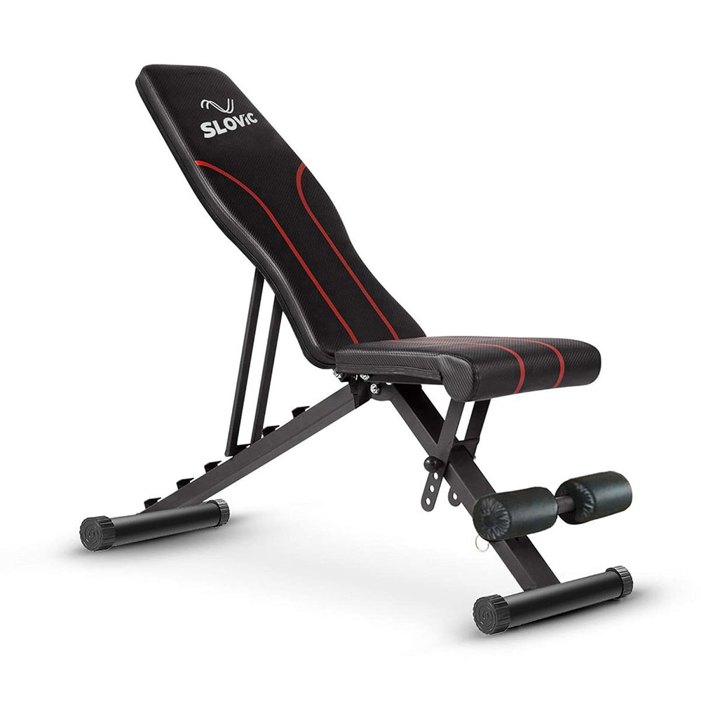 1 - SLOVIC Adjustable Gym Bench for Home Workout Incline Decline Bench with 7 Positions - Red\Black
