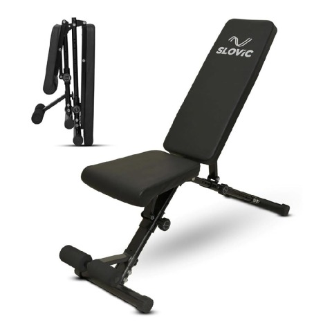 1 - SLOVIC Adjustable Gym Bench for Home Workout Incline Decline Bench with 7 Positions - Black