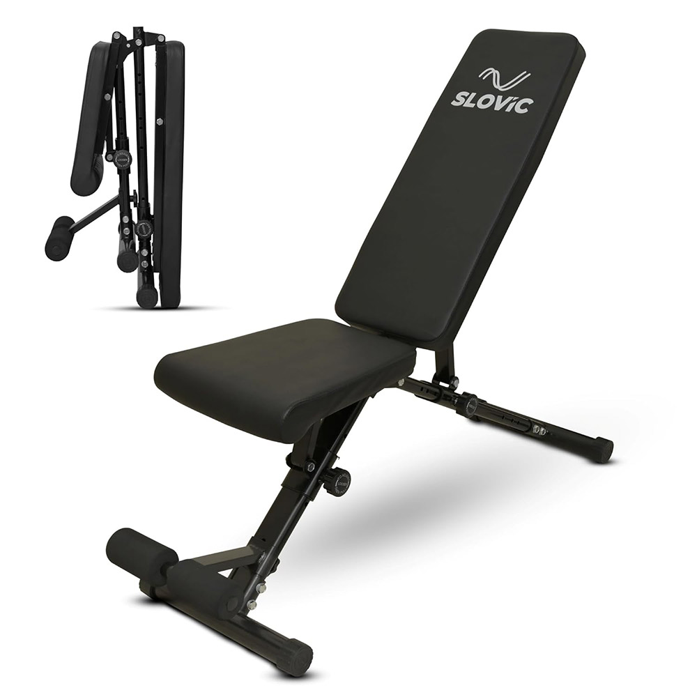 1 - SLOVIC Adjustable Gym Bench for Home Workout Incline Decline Bench with 7 Positions - Black