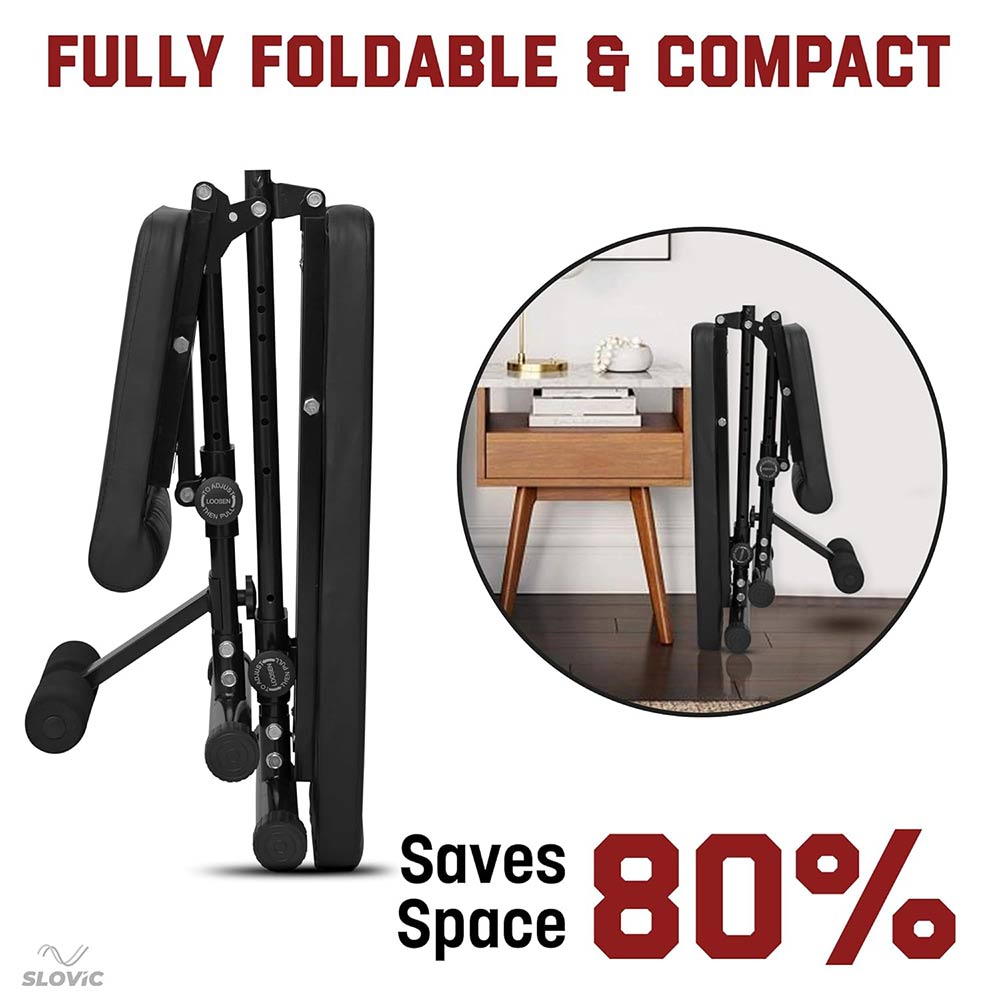 5 - SLOVIC Adjustable Gym Bench for Home Workout Incline Decline Bench with 7 Positions - Black