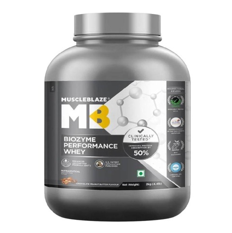 6 - MuscleBlaze Biozyme Performance Whey Protein Powder, 4.4 lb Chocolate Peanut Butter