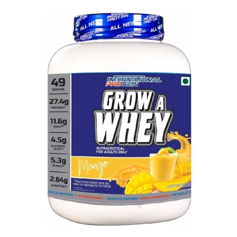 1 - International Protein Grow A Whey,  5 lb  Mango 