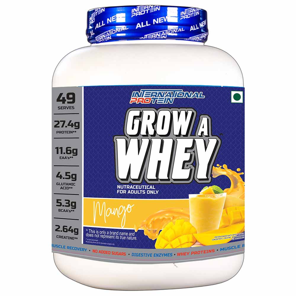 1 - International Protein Grow A Whey,  5 lb  Mango 