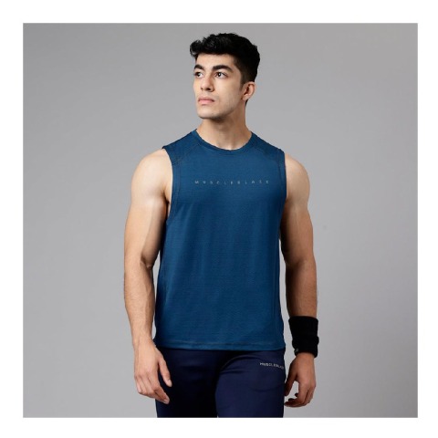 1 - MuscleBlaze Delt Tank,  Teal Blue  Small 
