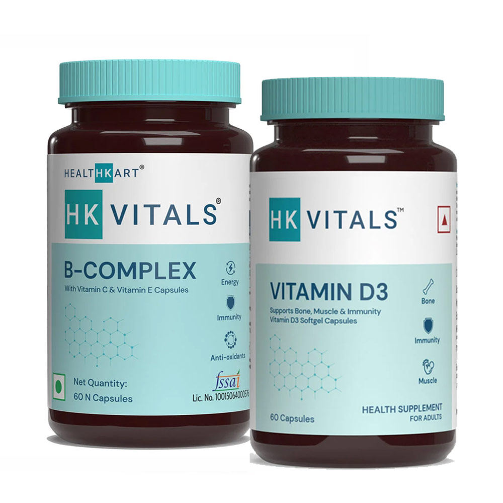 HK Vitals Vitamin D3 & B Complex 60 Caps Combo