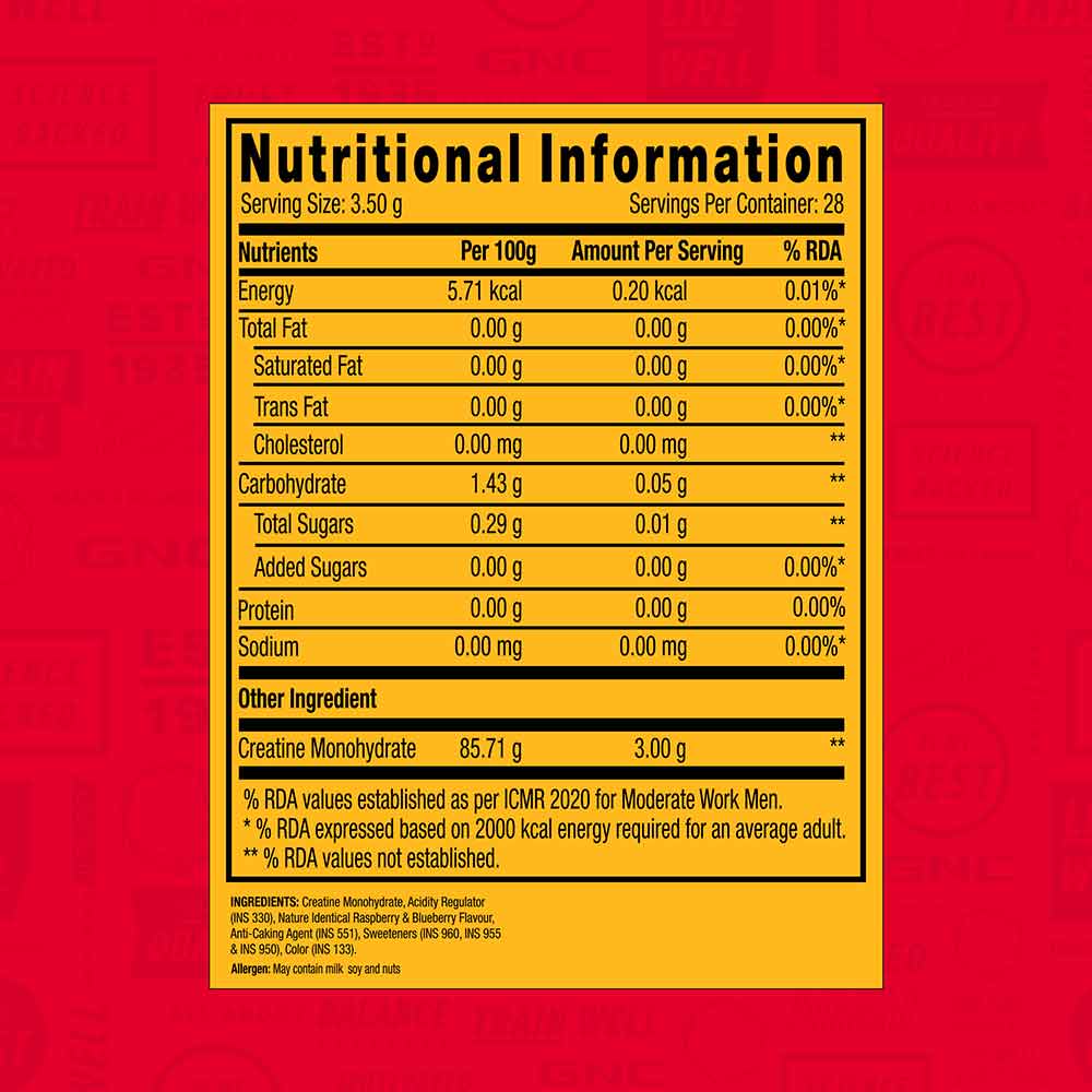 3 - GNC Pro Performance Creatine Monohydrate,  Blueberry  0.22 lb 
