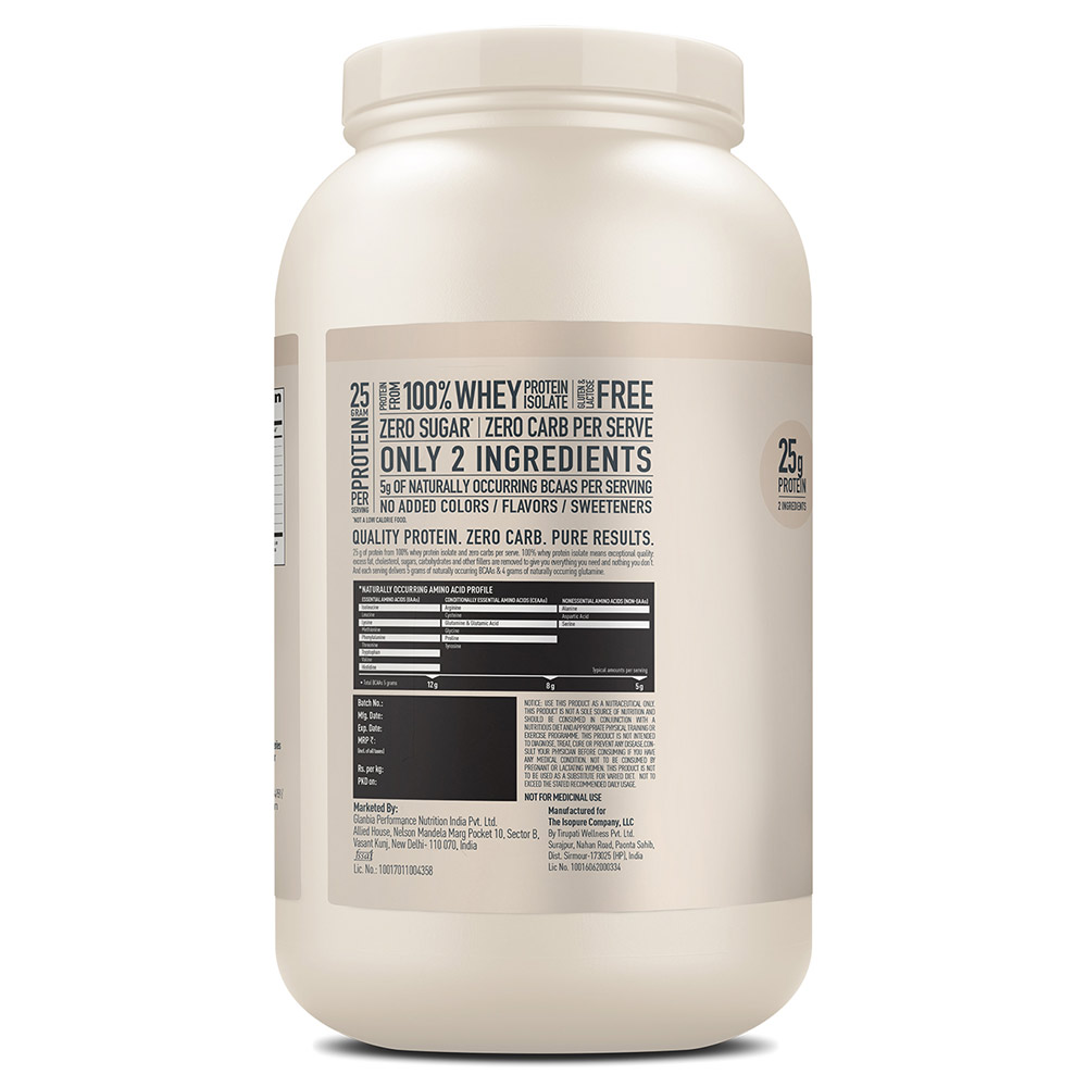 1 - Isopure Zero Carb Protein,  2.2 lb  Unflavoured 