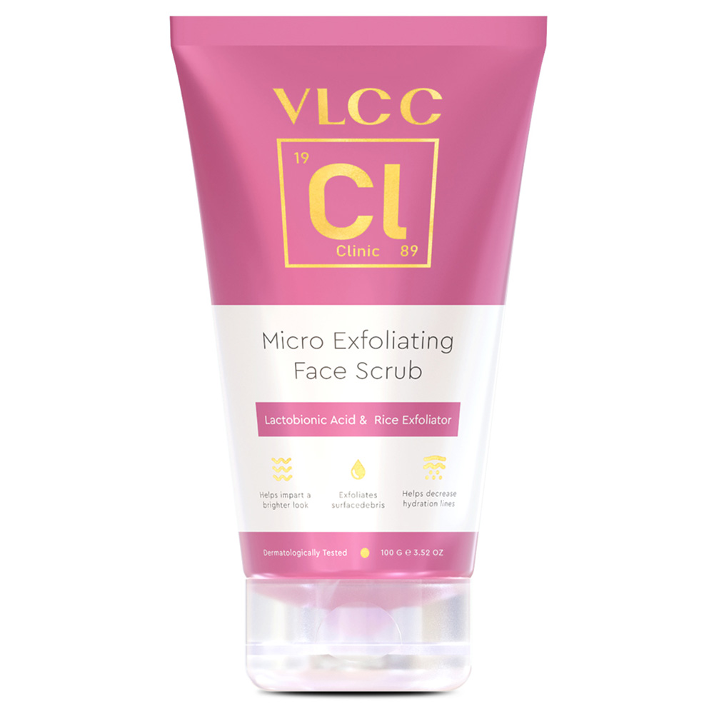 1 - VLCC Clinic Micro Exfoliating Face Scrub,  100 ml  Lactobionic Acid & Rice Exfoliator 