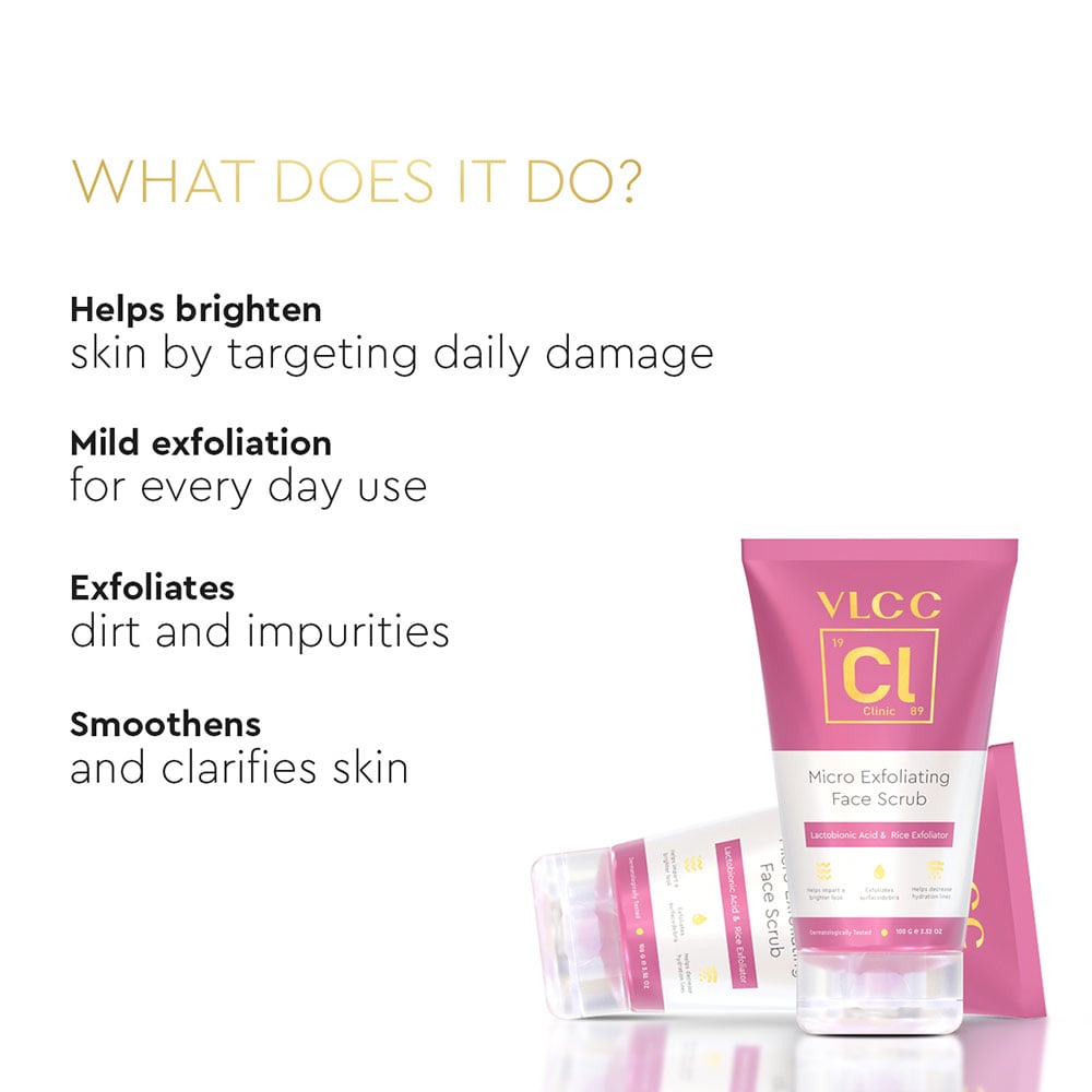6 - VLCC Clinic Micro Exfoliating Face Scrub,  100 ml  Lactobionic Acid & Rice Exfoliator