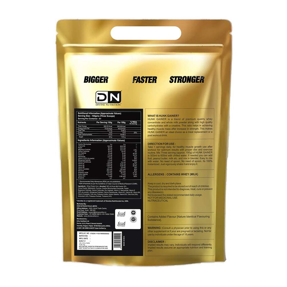 1 - Divine Nutrition Hunk Gainer,  2.2 lb  Belgium Chocolate 