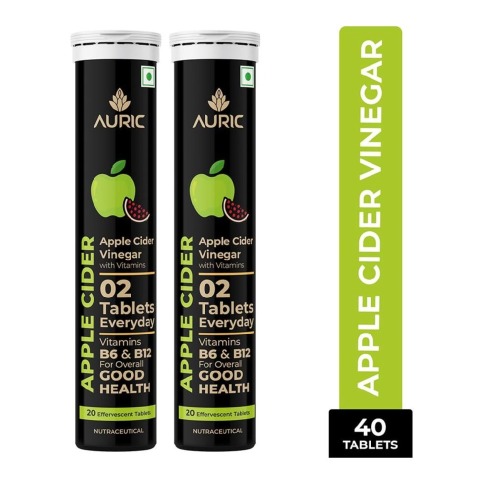 1 - Auric Apple Cider Vinegar with Vitamins,  40 tablet(s)  Green Apple 