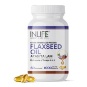 INLIFE Extra Virgin Cold Pressed Flaxseed Oil 1000mg with Omega 3 6 9, 60 softgels