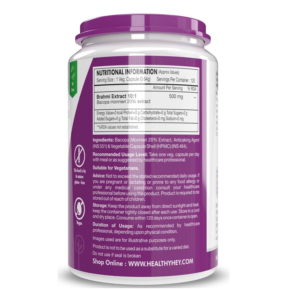 2 - HealthyHey Nutrition Bacopa Brahmi Extract,  120 capsules 