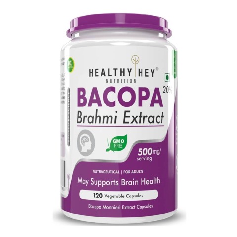 1 - HealthyHey Nutrition Bacopa Brahmi Extract,  120 capsules 