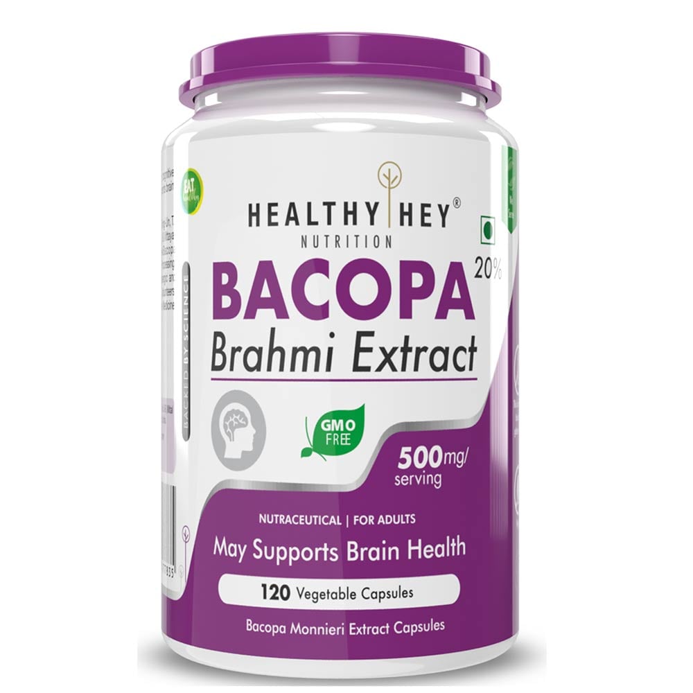 1 - HealthyHey Nutrition Bacopa Brahmi Extract,  120 capsules 