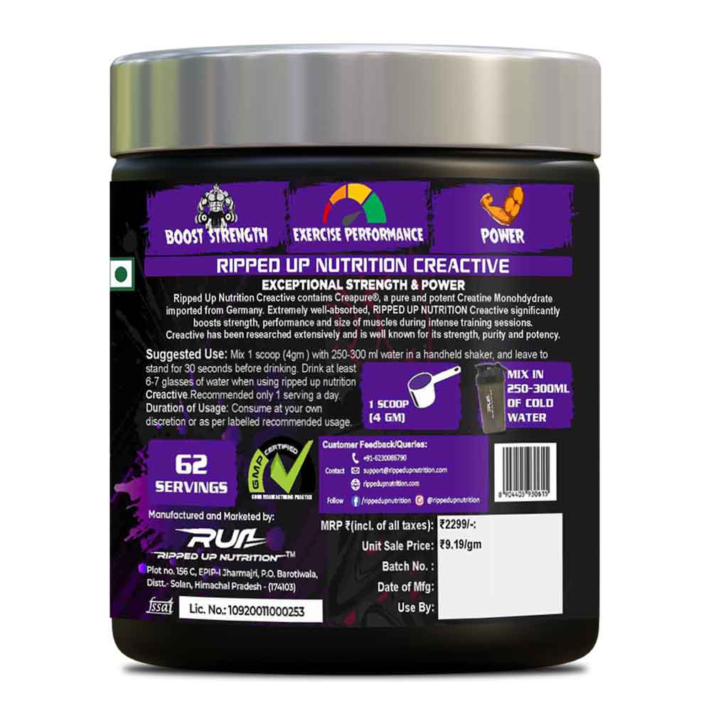 2 - Ripped Up Nutrition Creactive - Creapure Creatine Monohydrate,  Grape Burst  0.55 lb 