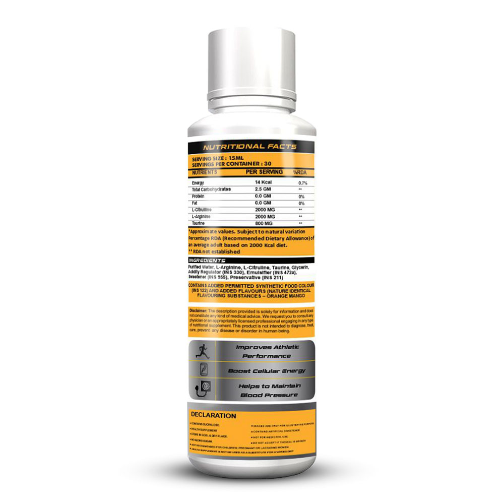 3 - Ripped Up Nutrition Liquid L-Citrulline & L-Arginine with Taurine Orange Mango,  450 ml 