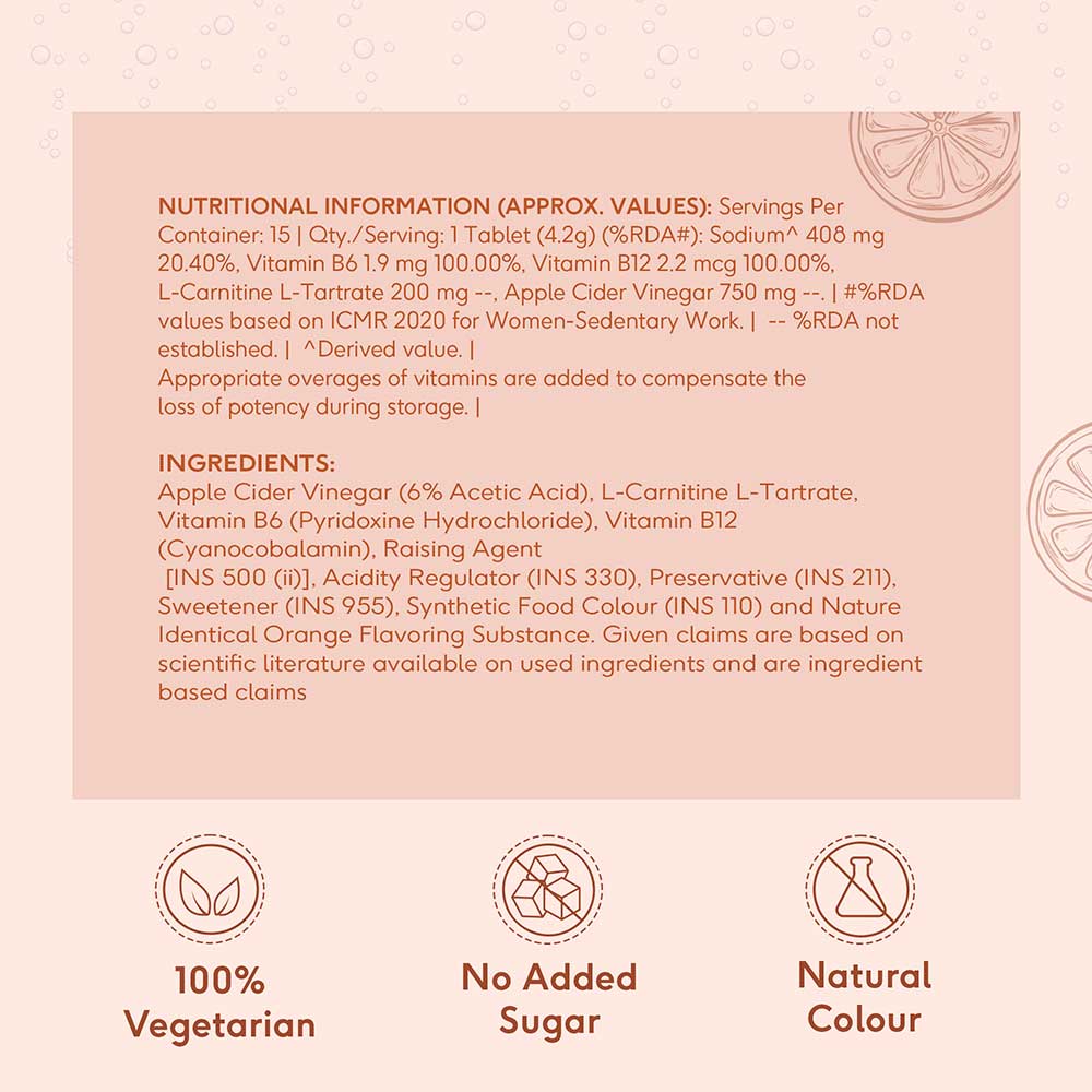 7 - HK Vitals ACV 750 mg + L Carnitine Effervescent by HealthKart,  15 tablet(s)  Orange