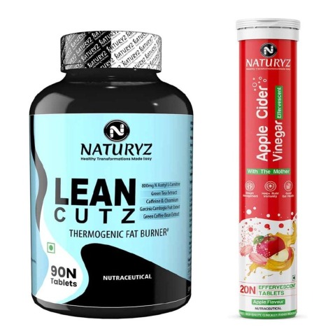 1 - Naturyz LEAN CUTZ Thermogenic Fat Burner 90 Tablets & Apple Cider Vinegar 20 Tablets Combo,  2 Piece(s)/Pack  Unflavoured & Apple 