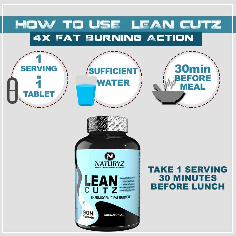 12 - Naturyz LEAN CUTZ Thermogenic Fat Burner 90 Tablets & L-Carnitine 2400 20 Tablets Combo,  2 Piece(s)/Pack  Unflavoured & Water Melon Masala 