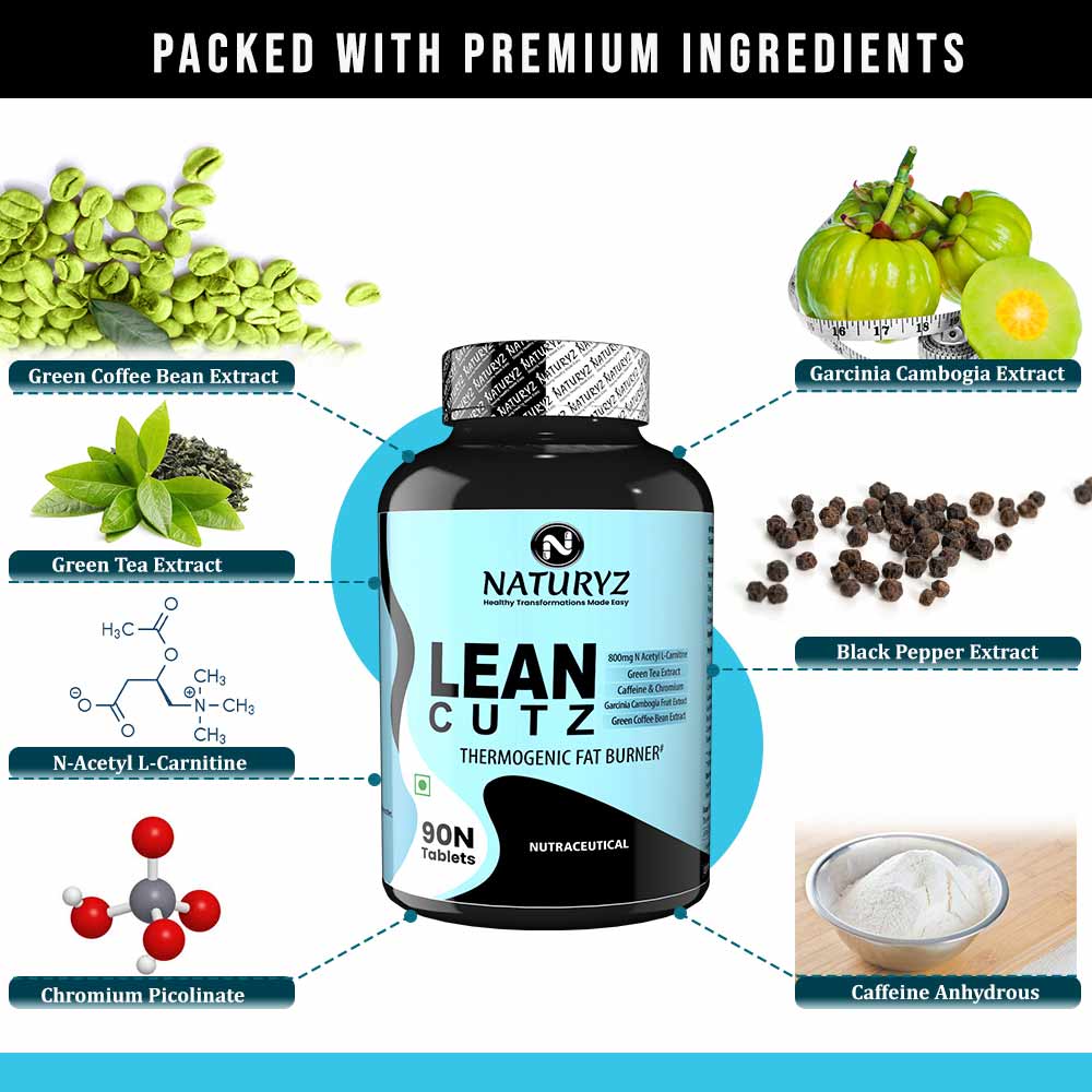 11 - Naturyz LEAN CUTZ Thermogenic Fat Burner 90 Tablets & L-Carnitine 2400 20 Tablets Combo,  2 Piece(s)/Pack  Unflavoured & Water Melon Masala 