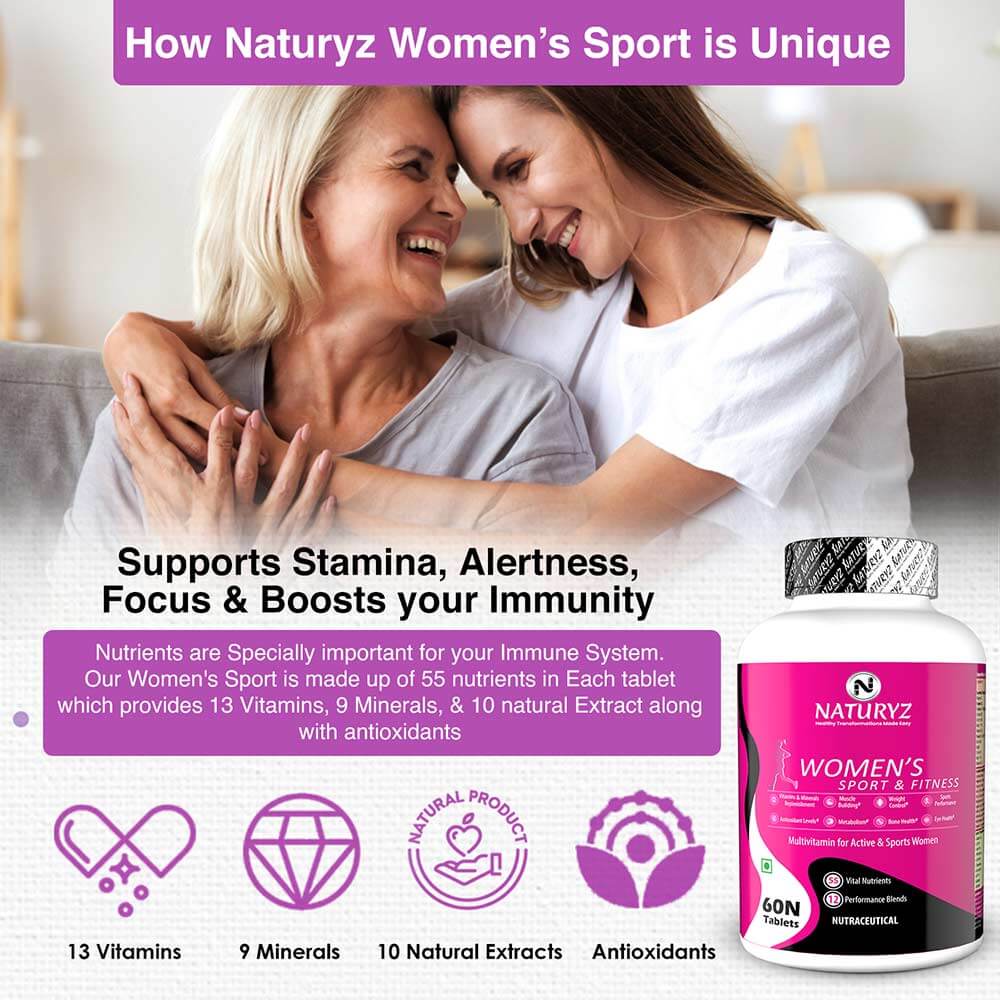16 - Naturyz Calcium Plus 120 Tablets & Women's Sport & Fitness Multivitamin 60 Tablets Combo,  2 Piece(s)/Pack  Unflavoured 