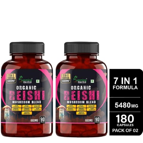 1 - Humming Herbs Organic Reishi Mushroom Blend,  180 capsules 