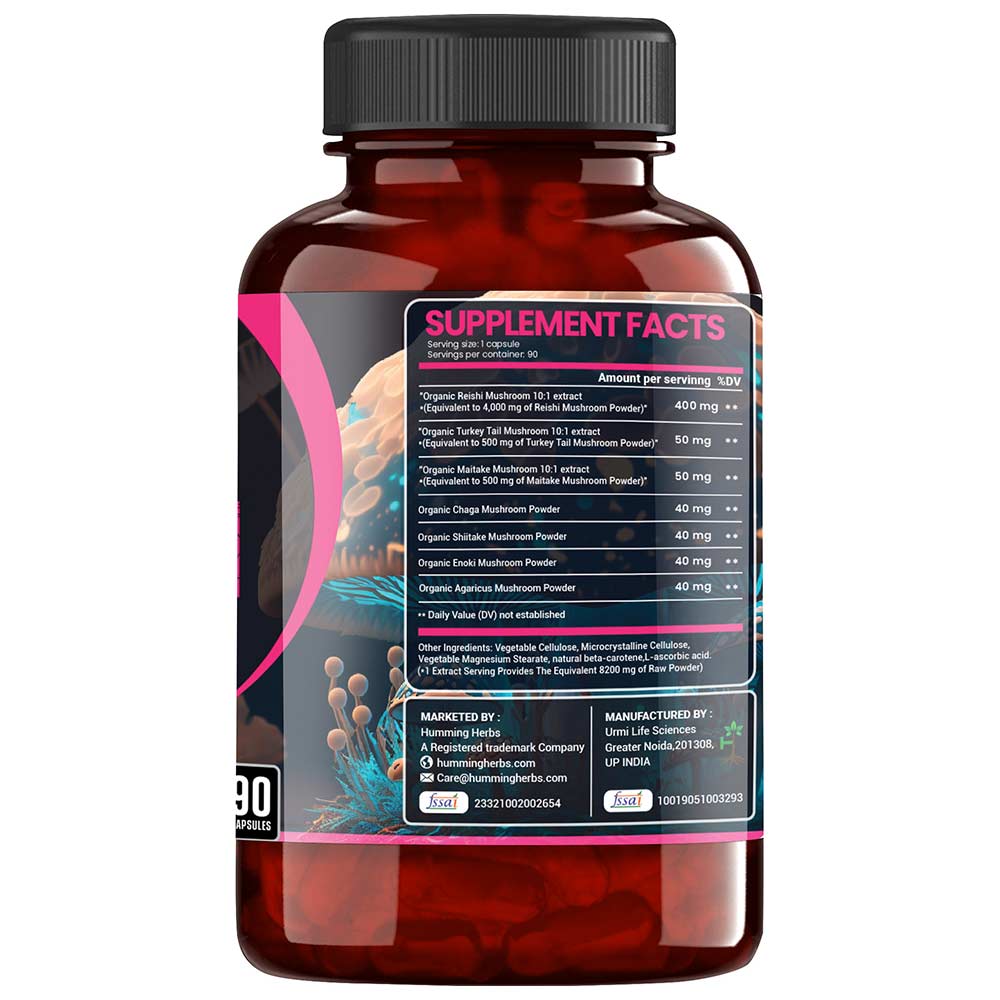 2 - Humming Herbs Organic Reishi Mushroom Blend,  180 capsules 