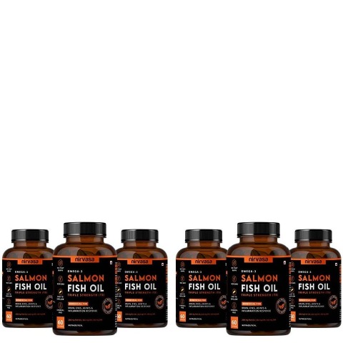 1 - Nirvasa Salmon Fish Oil Triple Strength (Pack of 6),  60 capsules 