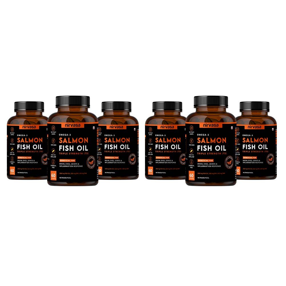 1 - Nirvasa Salmon Fish Oil Triple Strength (Pack of 6),  60 capsules 