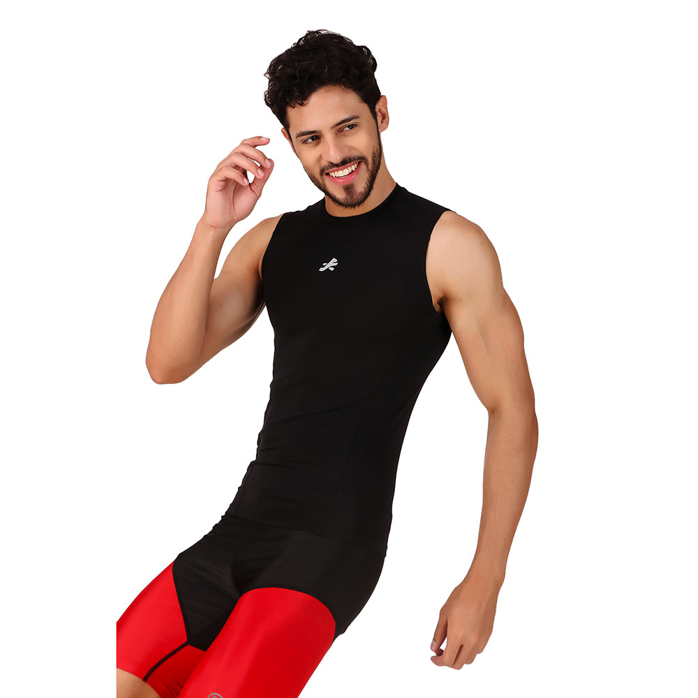 5 - Redesign Nylon Compression Cut Sleeve Tshirt,  Black  Medium 