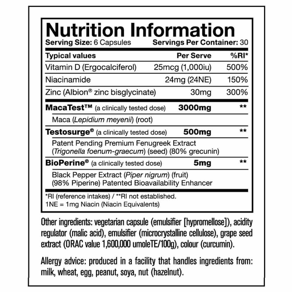 supplement - Mutant Test,  180 capsules  Unflavoured 