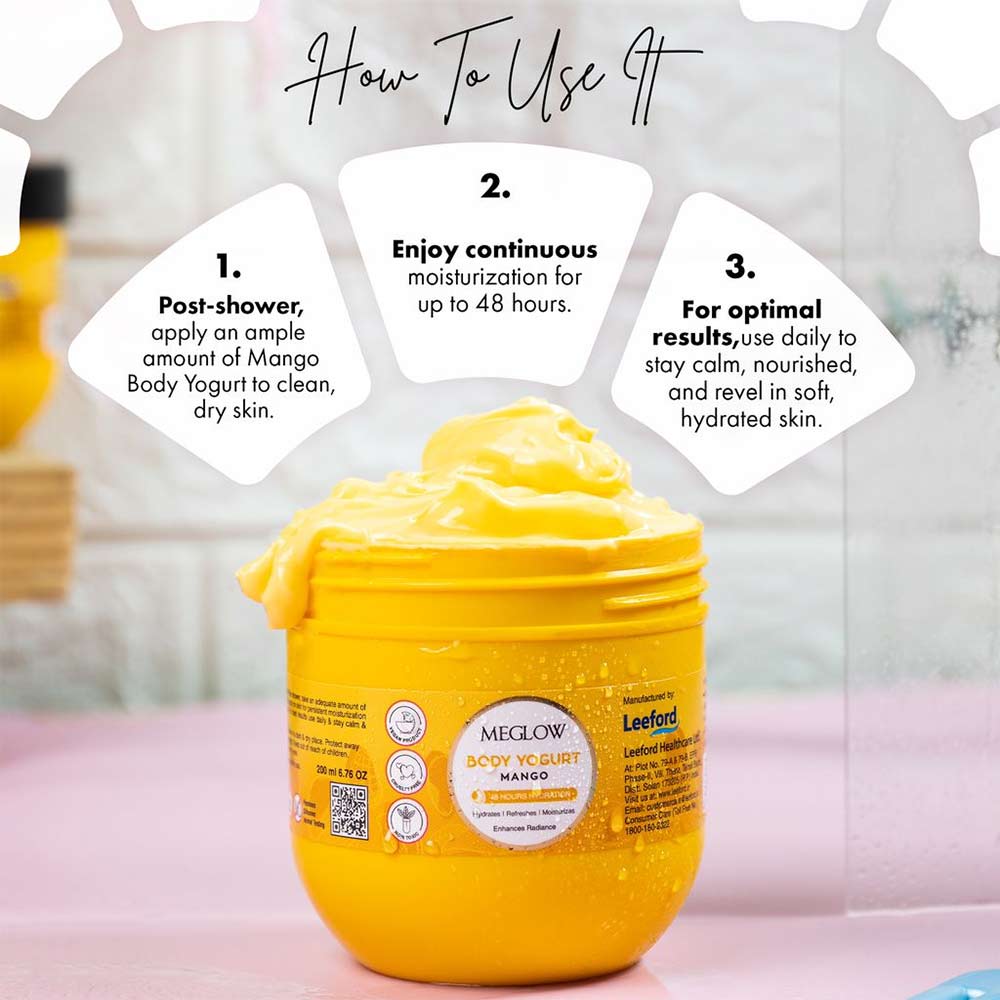 6 - Meglow Body Yogurt,  200 ml  Mango for Instant Hydration 