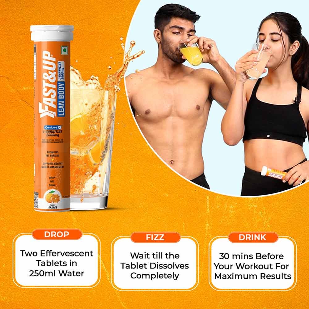 9 - Fast & Up Lean Body with L-Carnitine 2000mg,  20 tablet(s)  Orange (Pack of 3) 